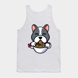 Cute dog eating ramen with chopstick cartoon Tank Top